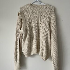 Elegant Beige Cable Knit Sweater